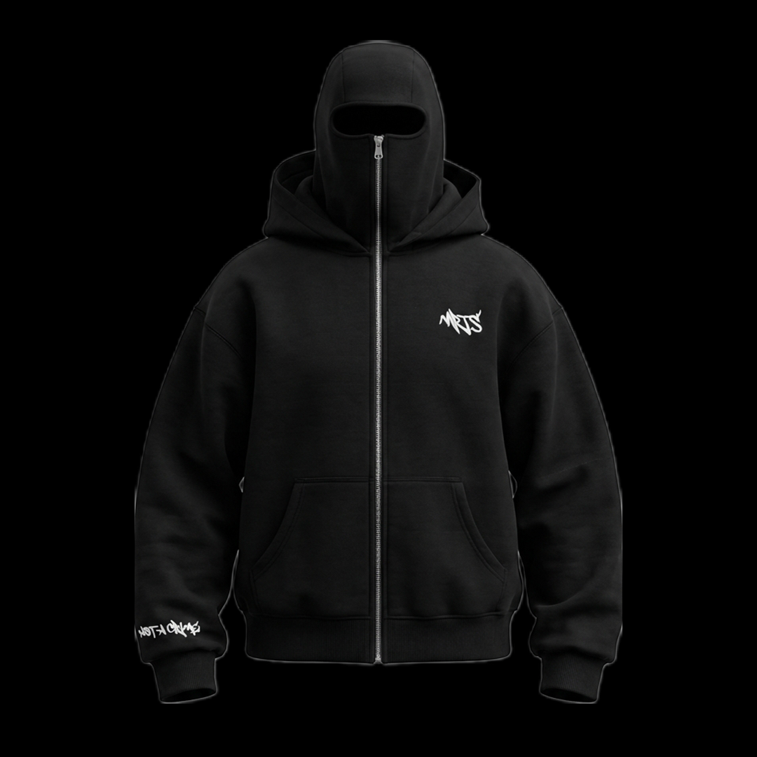 NO CASE HOODIE streetwear bikelife noir devant - MRTS BKLF